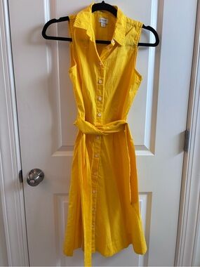 J. Crew Bright Yellow Sleeveless Button-Front Midi Dress